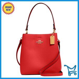 Polished Pebble Leather Bucket Bag with Detachable Crossbody Strap